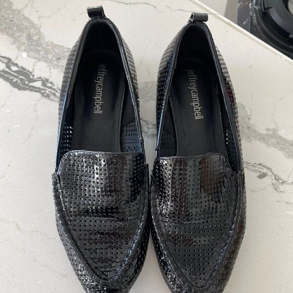 Jeffrey Campbell patent loafers within studded heel. - Picture 1 of 7